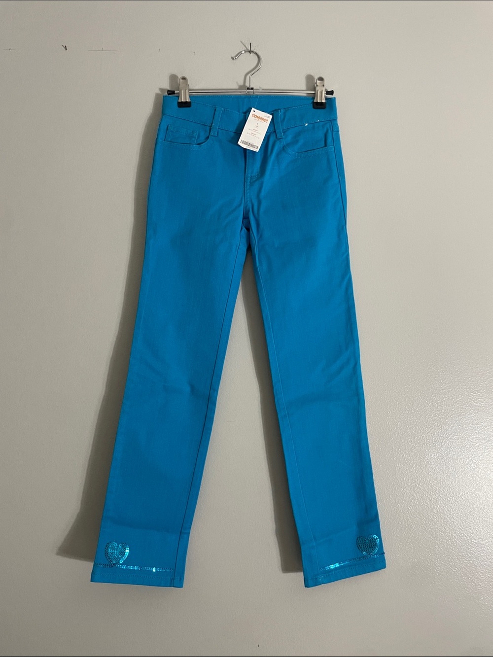 Gymboree Turquoise Skinny Jeans with Heart Trim
